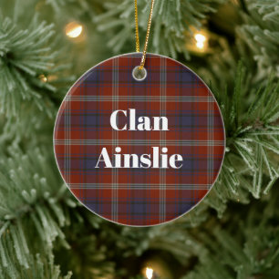 Clan Ainslie Ancient Tartan Ceramic Ornament