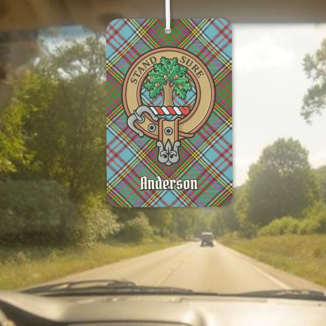 Clan Anderson Crest over Tartan Air Freshener (Creator Uploaded)