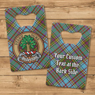 Clan Anderson Crest over Tartan Credit Card Bottle Opener