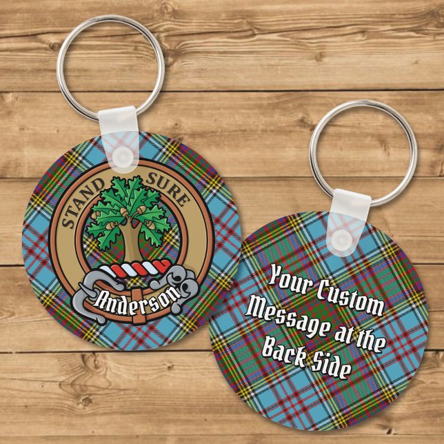 Clan Anderson Crest over Tartan Keychain (Creator Uploaded)