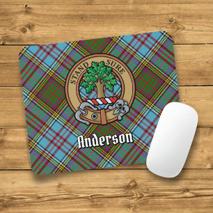 Clan Anderson Crest over Tartan Mouse Pad