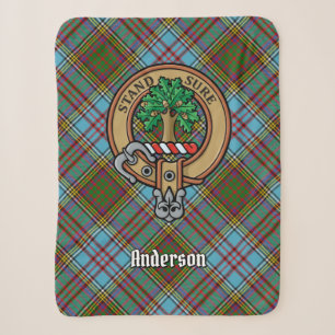 Clan Anderson Crest over Tartan Sherpa Blanket