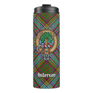 Clan Anderson Crest over Tartan Thermal Tumbler