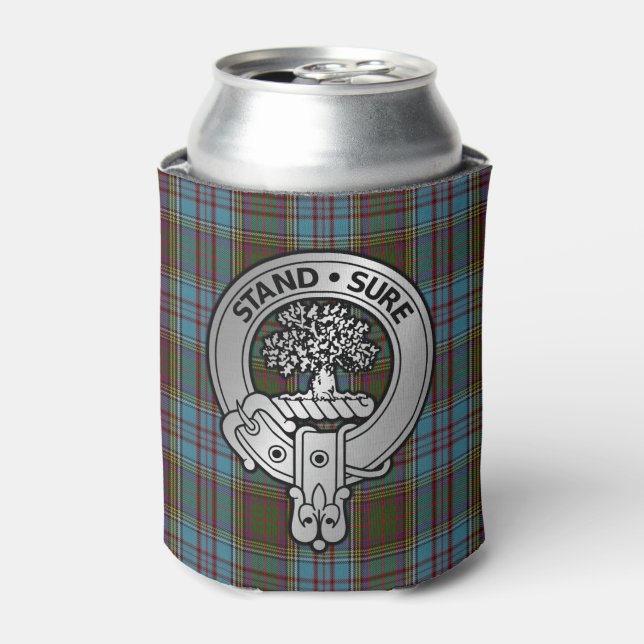 Clan Anderson Crest & Tartan Can Cooler (Can Front)