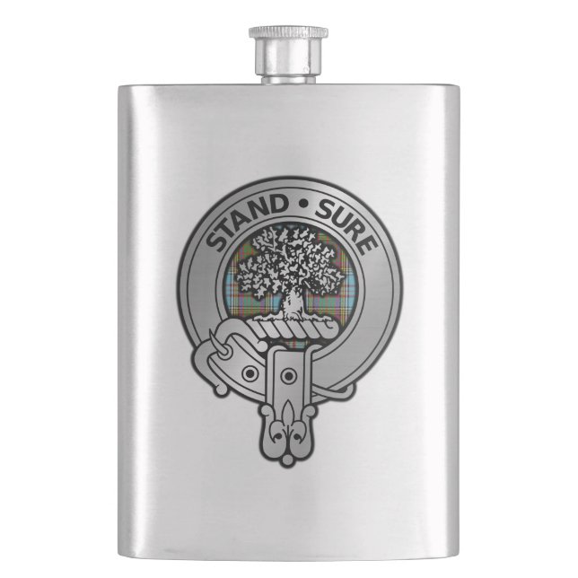 Clan Anderson Crest & Tartan Hip Flask (Front)