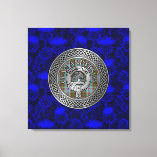 Clan Anderson Crest & Tartan Knot on Thistle Canvas Print