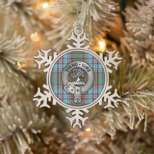Clan Anderson Crest & Tartan Snowflake Pewter Christmas Ornament