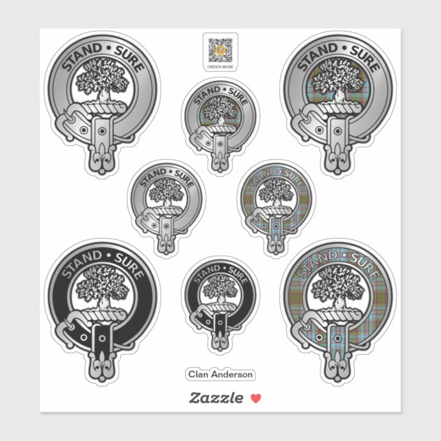 Clan Anderson Crest & Tartan Sticker (Sheet)