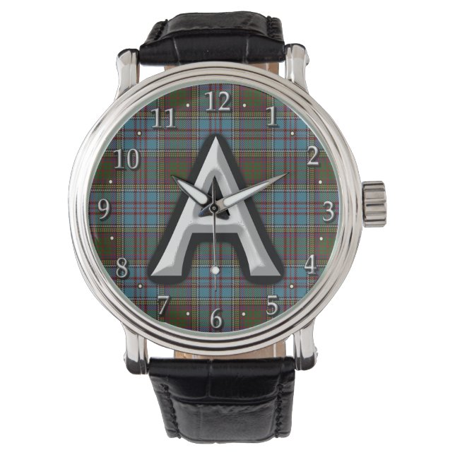Clan Anderson Letter A Monogram Tartan Watch (Front)