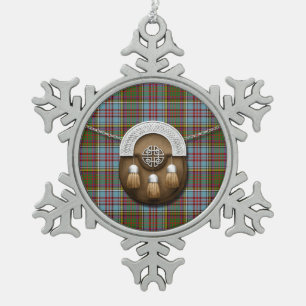 Clan Anderson Tartan And Sporran Snowflake Pewter Christmas Ornament