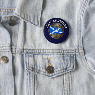 Clan Anderson Tartan Knot & Flag 2 Inch Round Button