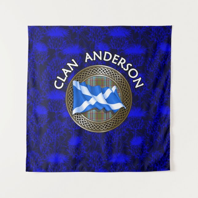 Clan Anderson Tartan Knot & Flag Tapestry (Front)