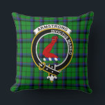Clan Armstrong Badge Tartan, Badge and Logo Throw Pillow<br><div class="desc">Official Armstrong Clan tartan,  badge,  and motto which means,  "I am undefeated."</div>