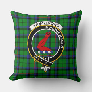 Clan Armstrong Badge Tartan, Badge and Logo Throw Pillow