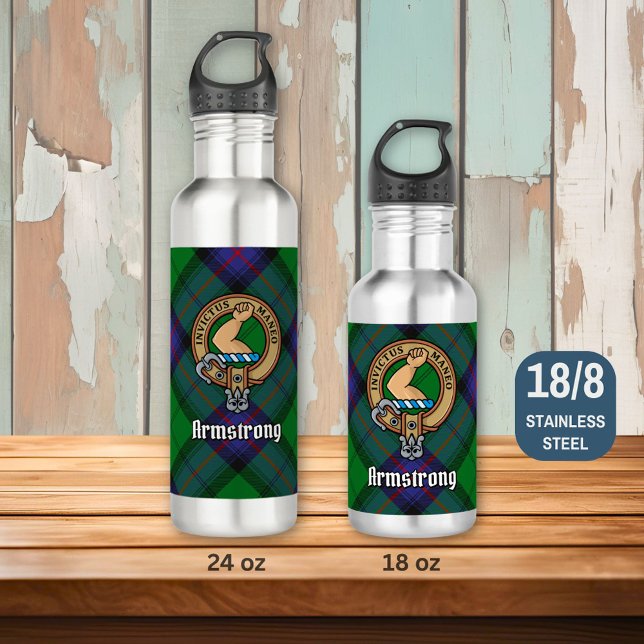 Clan Armstrong Crest over Tartan 710 Ml Water Bottle (Creator Uploaded)
