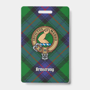 Clan Armstrong Crest over Tartan Badge