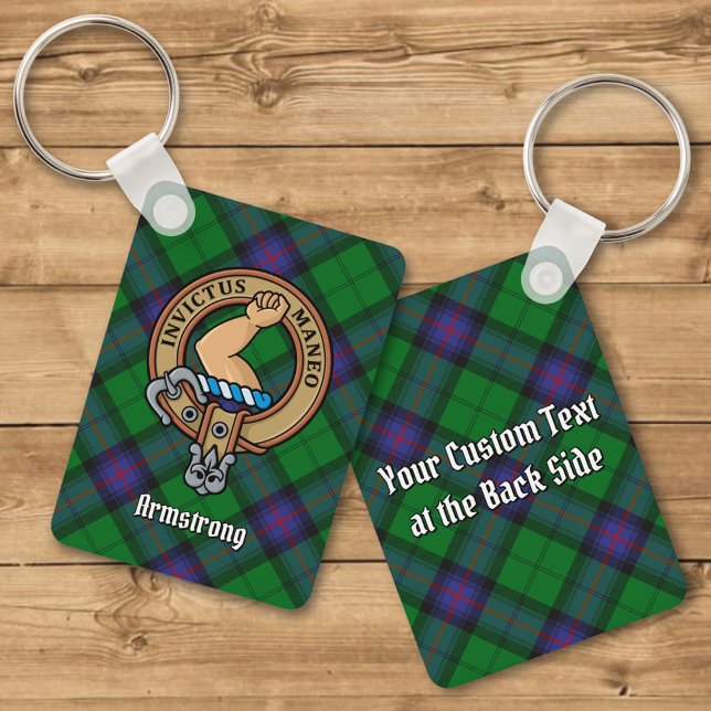 Clan Armstrong Crest over Tartan Keychain (Creator Uploaded)