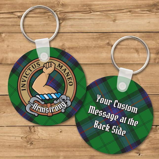 Clan Armstrong Crest over Tartan Keychain (Creator Uploaded)