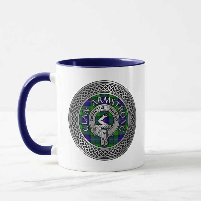 Clan Armstrong Crest & Tartan Knot Mug (Left)