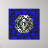 Clan Armstrong Crest & Tartan Knot on Thistle