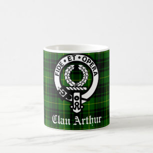Clan Arthur Crest Badge & Tartan Coffee Mug