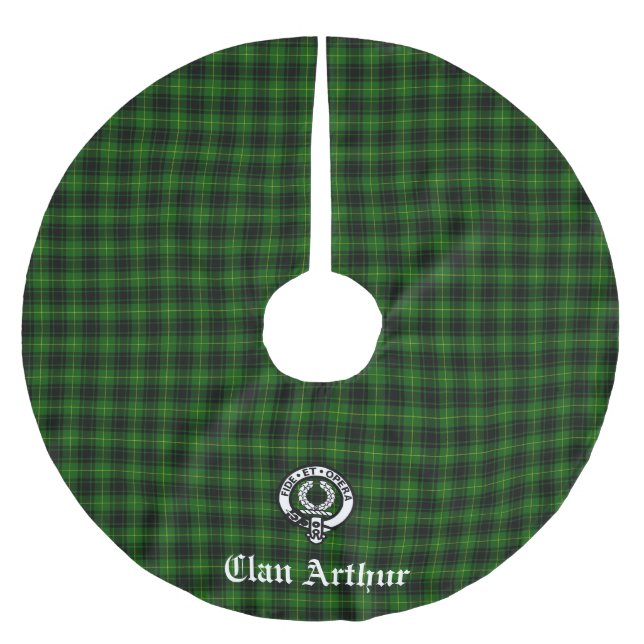 Clan Arthur / MacArthur Crest & Tartan Brushed Polyester Tree Skirt (Front)