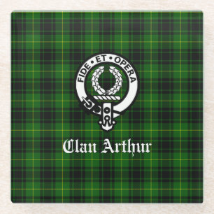 Clan Arthur / MacArthur Crest & Tartan Glass Coaster