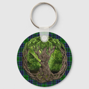 Clan Austin Tartan And Celtic Tree Of Life Keychain
