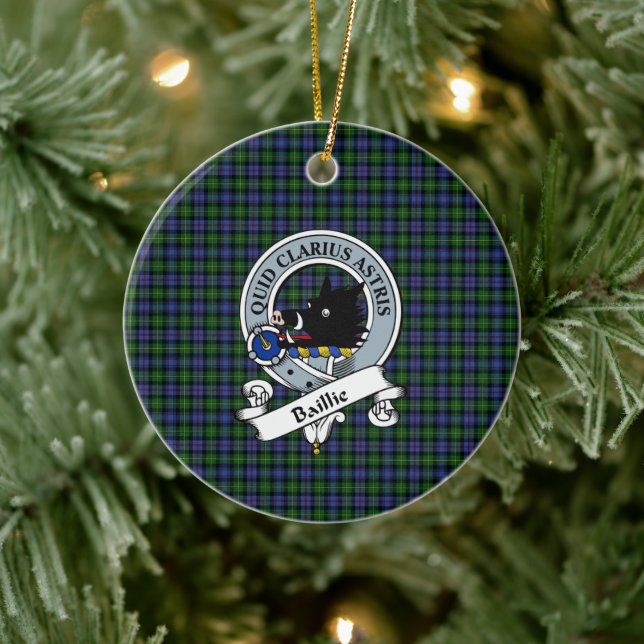 Clan Baillie Hunting Badge Tartan Plaid Ceramic Ornament (Tree)