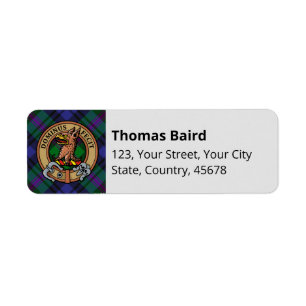 Clan Baird Crest over Tartan
