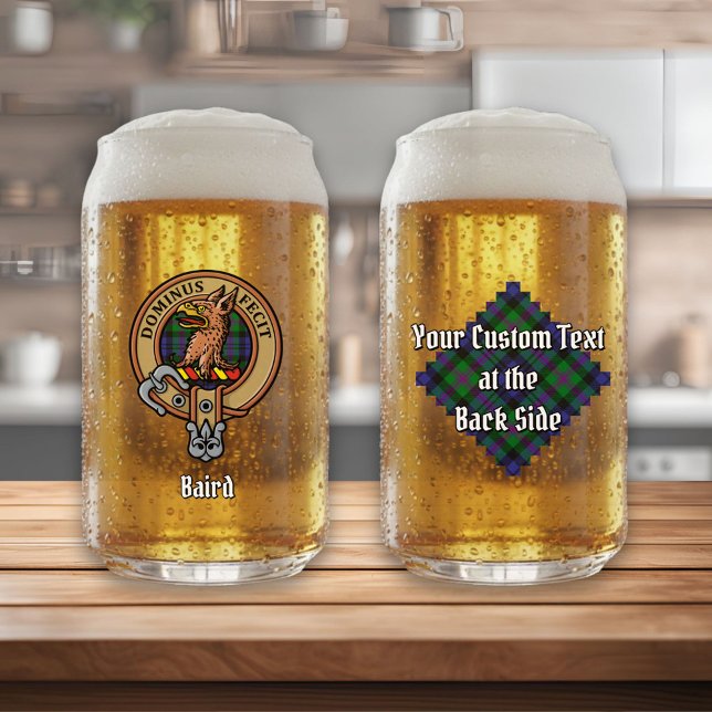Clan Baird Crest over Tartan Can Glass (Creator Uploaded)