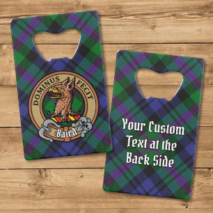 Clan Baird Crest over Tartan Credit Card Bottle Opener