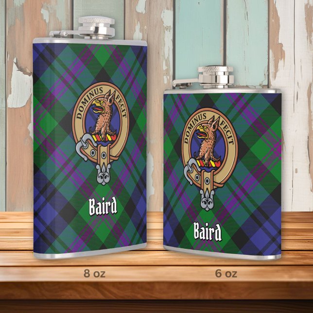 Clan Baird Crest over Tartan Hip Flask (Creator Uploaded)