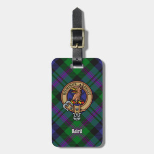 Clan Baird Crest over Tartan Luggage Tag