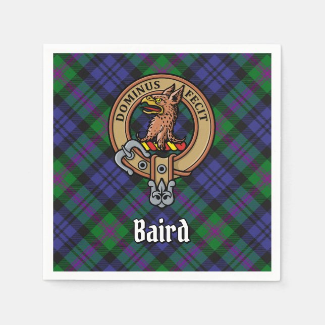 Clan Baird Crest over Tartan Napkin (Front)