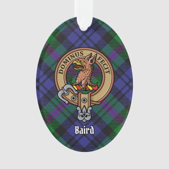 Clan Baird Crest over Tartan Ornament (Front)