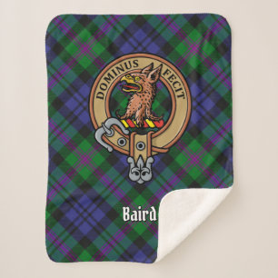 Clan Baird Crest over Tartan Sherpa Blanket