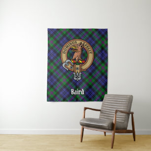 Clan Baird Crest over Tartan Tapestry
