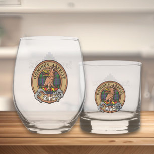 Clan Baird Crest over Tartan Whiskey Glass