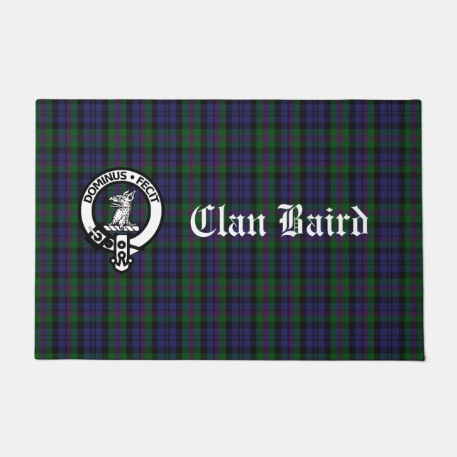 Clan Baird Crest Tartan Customizable Doormat (Front)