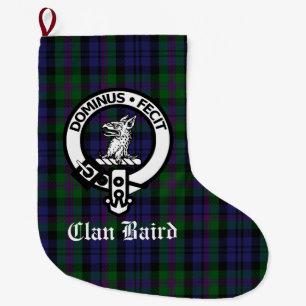 Clan Baird Crest Tartan Customizable Large Christmas Stocking