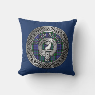 Clan Baird Crest & Tartan Knot Throw Pillow