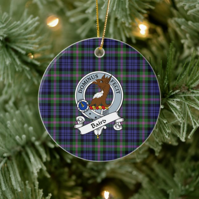 Clan Baird Modern Badge Tartan Plaid Ceramic Ornament (Tree)