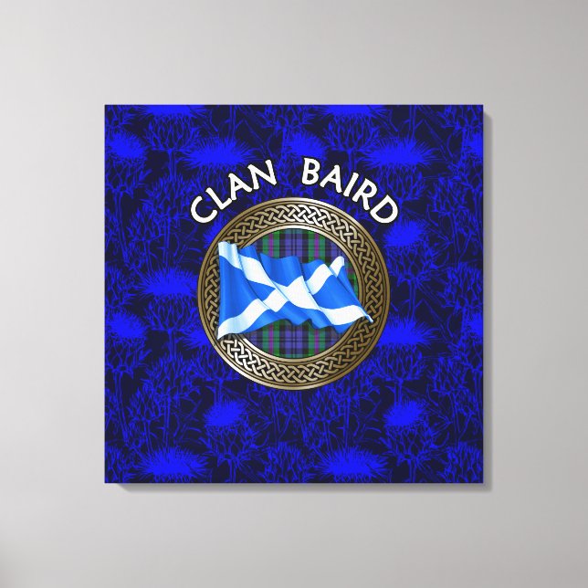 Clan Baird Tartan Knot & Flag Canvas Print (Front)