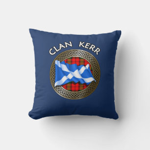Clan Baird Tartan Knot & Flag Throw Pillow