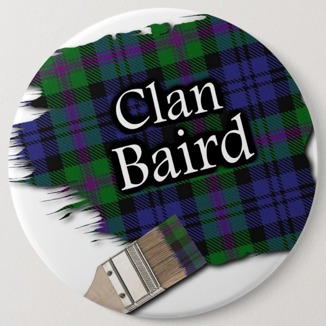 Clan Baird Tartan Paint Brush 6 Inch Round Button (Front)