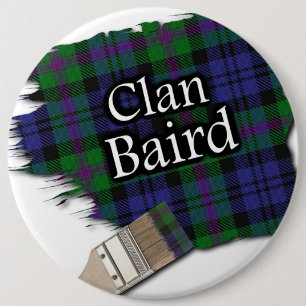 Clan Baird Tartan Paint Brush 6 Inch Round Button