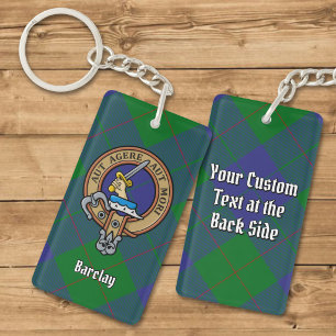 Clan Barclay Crest over Tartan Keychain