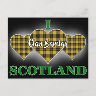 Clan Barclay I Love Scotland Tartan Heart Postcard