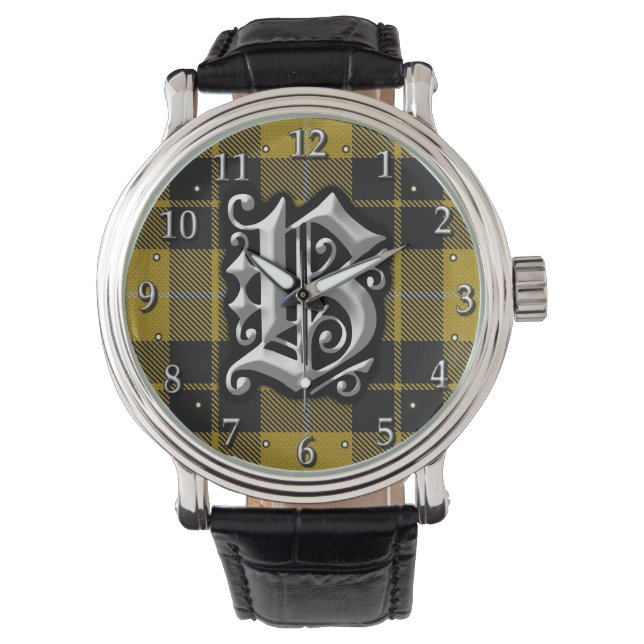 Clan Barclay Letter B Monogram Dress Tartan Watch (Front)